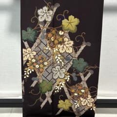 D85 訪問着 蔦の葉 菊 金駒刺繍 縫い紋 正絹 着物 袷 極美品 - メルカリ