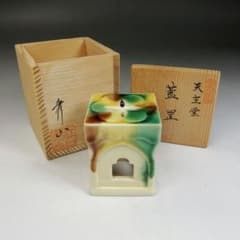 W102 蓋置 『長崎三彩』『天主堂 江口秀山 作』 共箱 茶道具