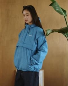 新品未使用！BrokenBase ナイロンジャケット 青 チェック柄 フード付き