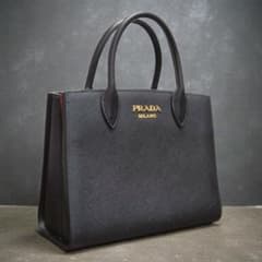 未使用】プラダ サフィアーノキュイール レザー ハンドバッグ 黒