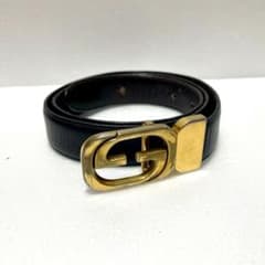 GUCCI グッチ インターロッキングG ベルト レザー 黒 ゴールド金具
