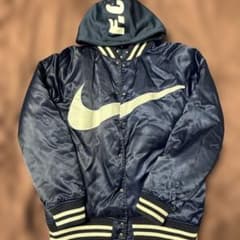 ブリストル✕Nike フード付き ネイビーサテンスタジャン サイズ L