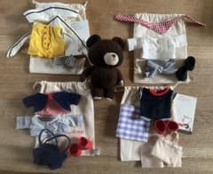 初期 くまのがっこう ジャッキー ぬいぐるみ本体 着せ替え洋服4セット
