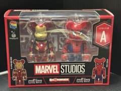 新品未開封HappyくじベアブリックA賞アイアンマン&スパイダーマン