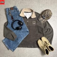 c-boy style (T45)ハーフジップフリースシティボーイコーデ古着 - メルカリ