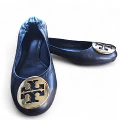 極美品】トリーバーチ フラットシューズ サイズ6 M ブラック 金ロゴ