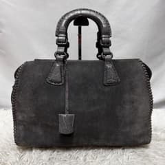 GIORGIO ARMANI スエード クロコ型押し ハンドバッグ ミニボストン