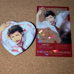 ときメモGS ラウンドワン 琥一 ハート型缶バッジ ホログラムカード