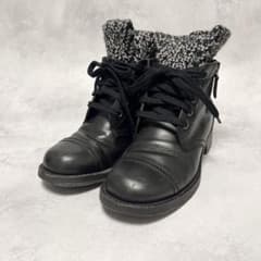 CHANEL ショートブーツ ココマーク刺繍 サイドジップ ツイード×レザー