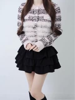 ルミニョン カーディガン ピンク ブラック ツイード - メルカリ