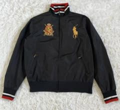 ポロラルフローレン ナイロン ジャケット ブルゾン 金 刺繍 黒 M