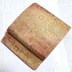 A5 正倉院文様 金糸 蜀江文 華文 六通 正絹 フォーマルな袋帯 O74