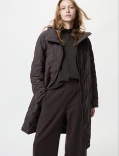 ユニクロ パフテックロングコートリラックスフィット ダークブラウンXL