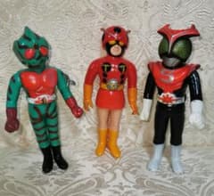 ポピー 仮面ライダー タックル ストロンガー アマゾン ソフビ 3個