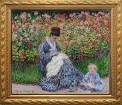 クロード・モネ 『庭のカミーユ モネと子供』 1875年 33×28 複製画