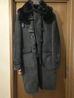 BURBERRYバーバリー ダークグレー ムートンダッフルコート イタリア製