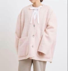 完売品＊yori ウール モヘア シャギージャケット ピンク ノーカラー