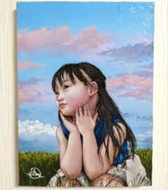 カラスの油絵◇1点物絵画◇アイヌ模様/パワーアート/真作/作者サイン