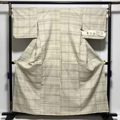 m131＋ D147 雪花紬 五代目 諏訪好風 チェック柄 正絹 着物袷 極美品