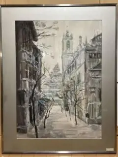 水彩画 ブリュッセル街並み シルバーフレーム 風景画 - メルカリ