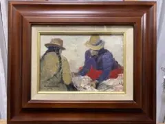 永原達郎「縁台佳人」1993年作 F20号 ※サイン有り