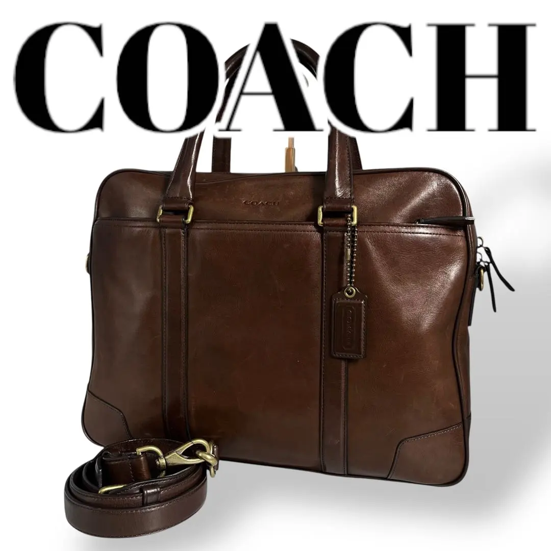 コーチビジネスバッグ斜め掛け肩掛けレザーブラウン70901