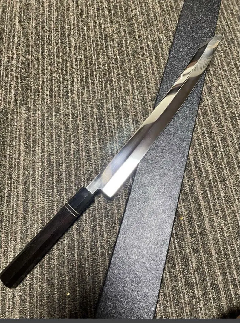 01566 包丁 マグロ包丁 鬼反り 刃文綺麗 玉鋼 未使用品 2026年