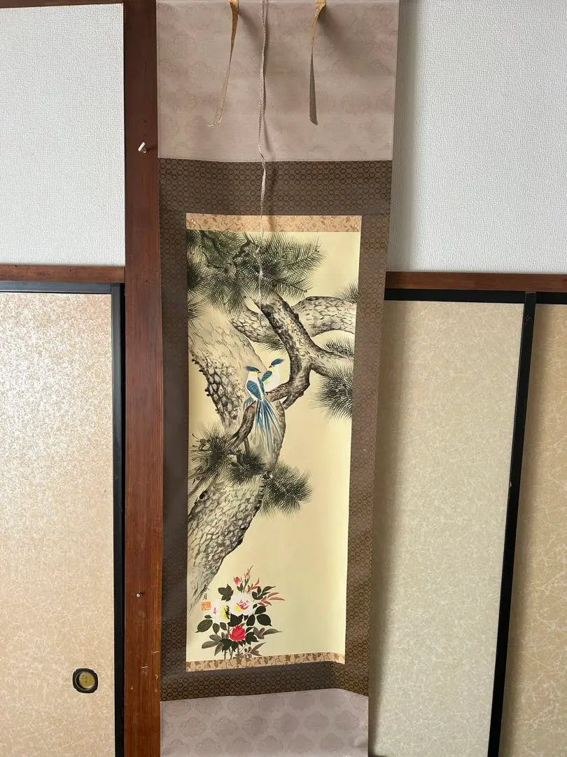 小川香月☆黄金富士牧童図 掛け軸