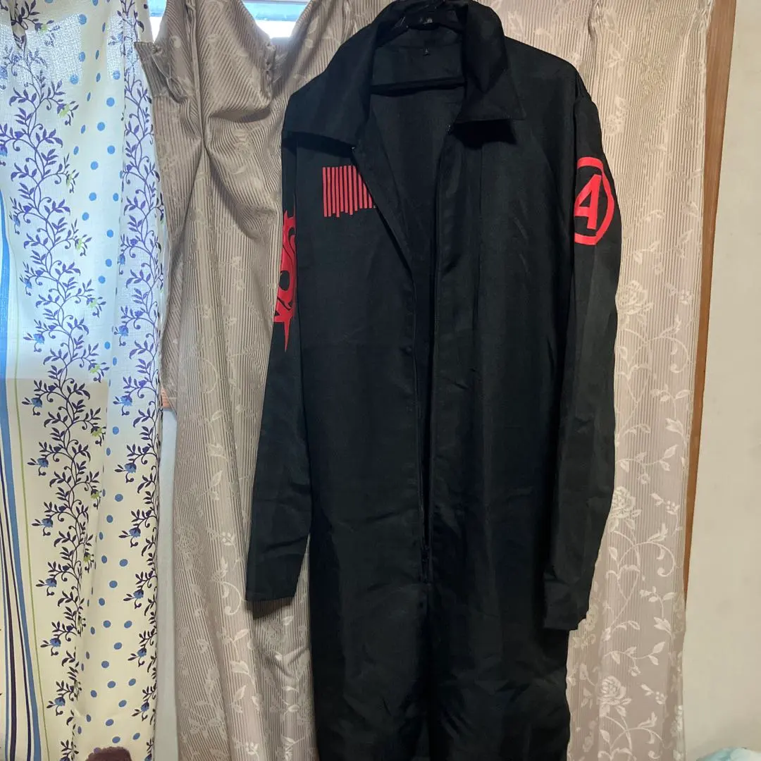 ハードコアメタルバンドslipknotバーコードつなぎナンバー4ツナギ黒