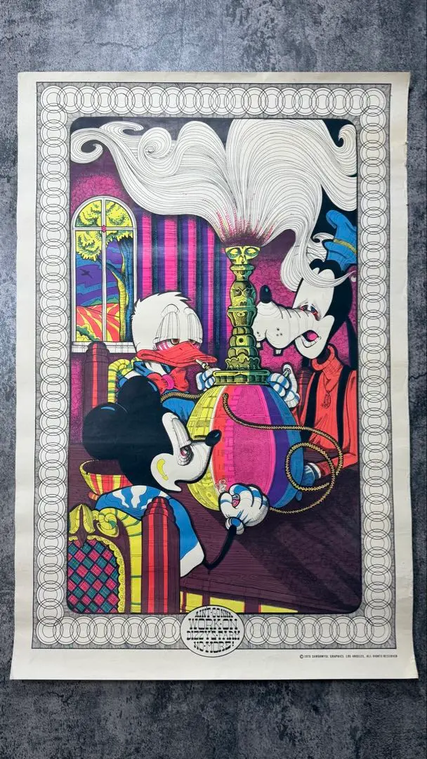 1972年ビンテージブラックライトポスターピノキオパロディーディズニー