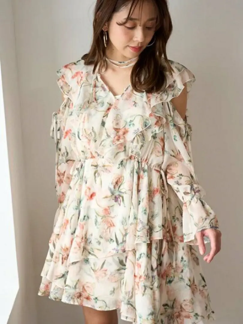 2026年最新】snidel スナイデル プリントフリルシフォンミニワンピース