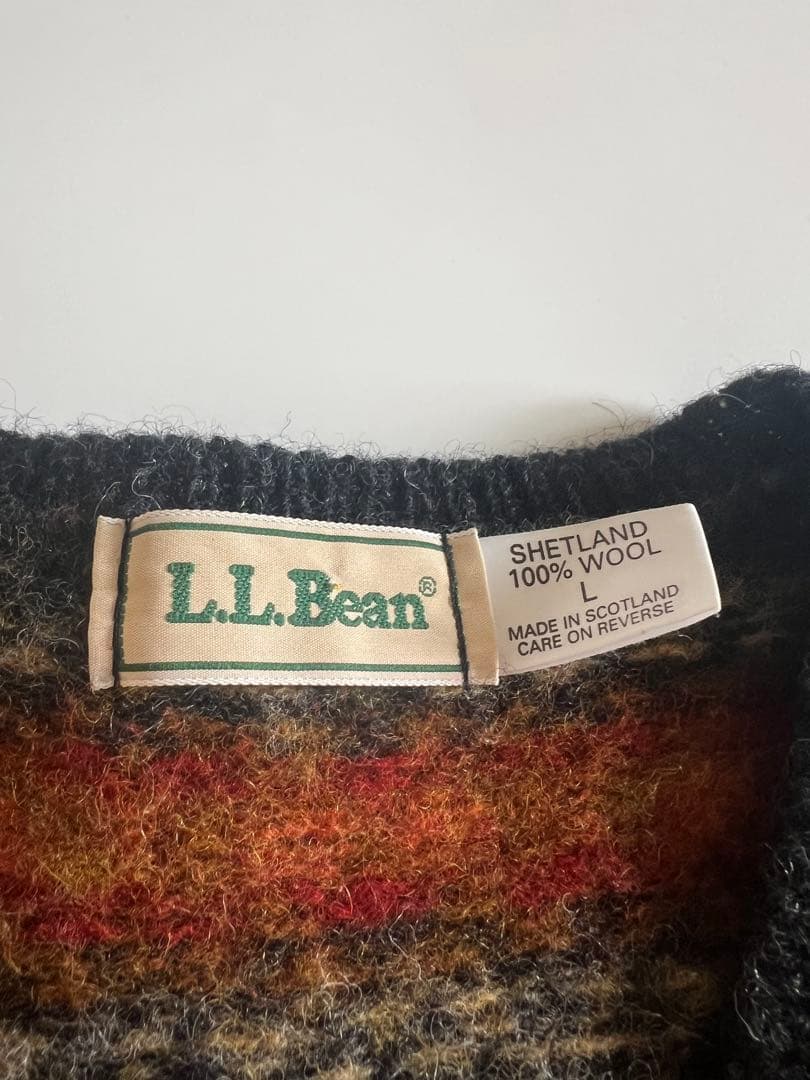L.L.Bean シェットランドウール ニットベスト 総柄 ヴィンテージ