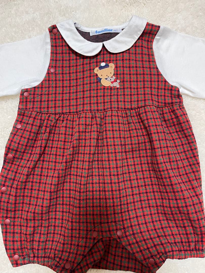 familiar チェック柄ロンパース 70 - メルカリ