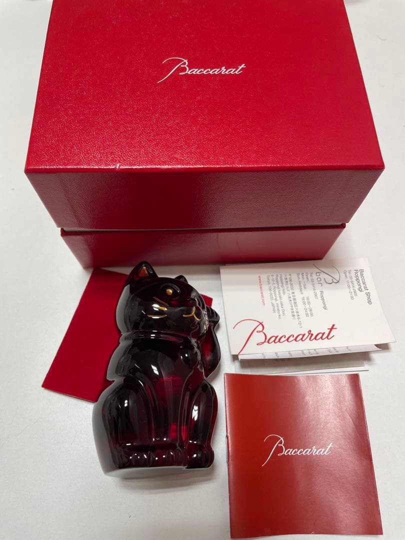 バカラ ラッキーキャット 招き猫 赤 レッドオーナメント クリスタル バカラ（Baccarat） クリスタル 招き猫 Sサイズ ラッキー キャット