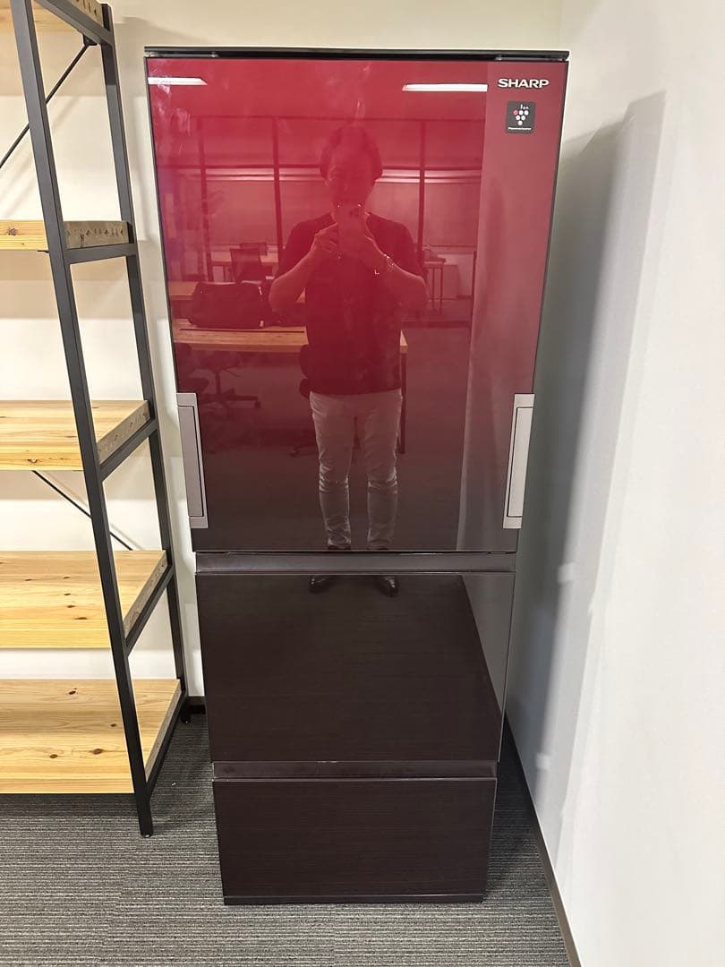 【美品】シャープ 冷蔵庫 SJ-GW35H-R 両開き2022年製 シャープ SHARP 冷蔵庫 3ドア どっちもドア(両開き) 350L SJ-GW35H-R