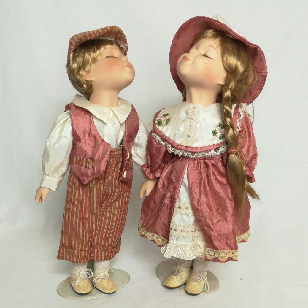 陶器人形 男の子 女の子 ペア ビスクドール 昭和レトロ キス - メルカリ