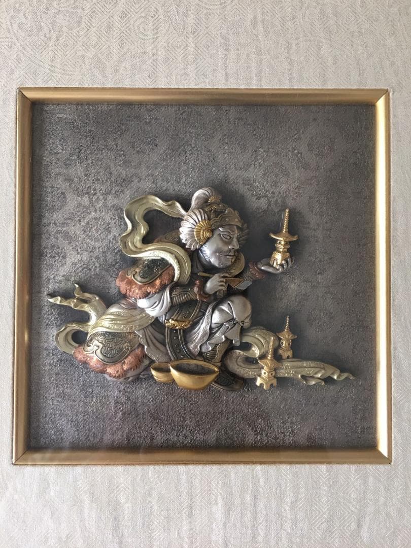 金銀銅象嵌 七福神 高岡彫金師 内島市平(青鳳)作 細密彫金 額装 - メルカリ