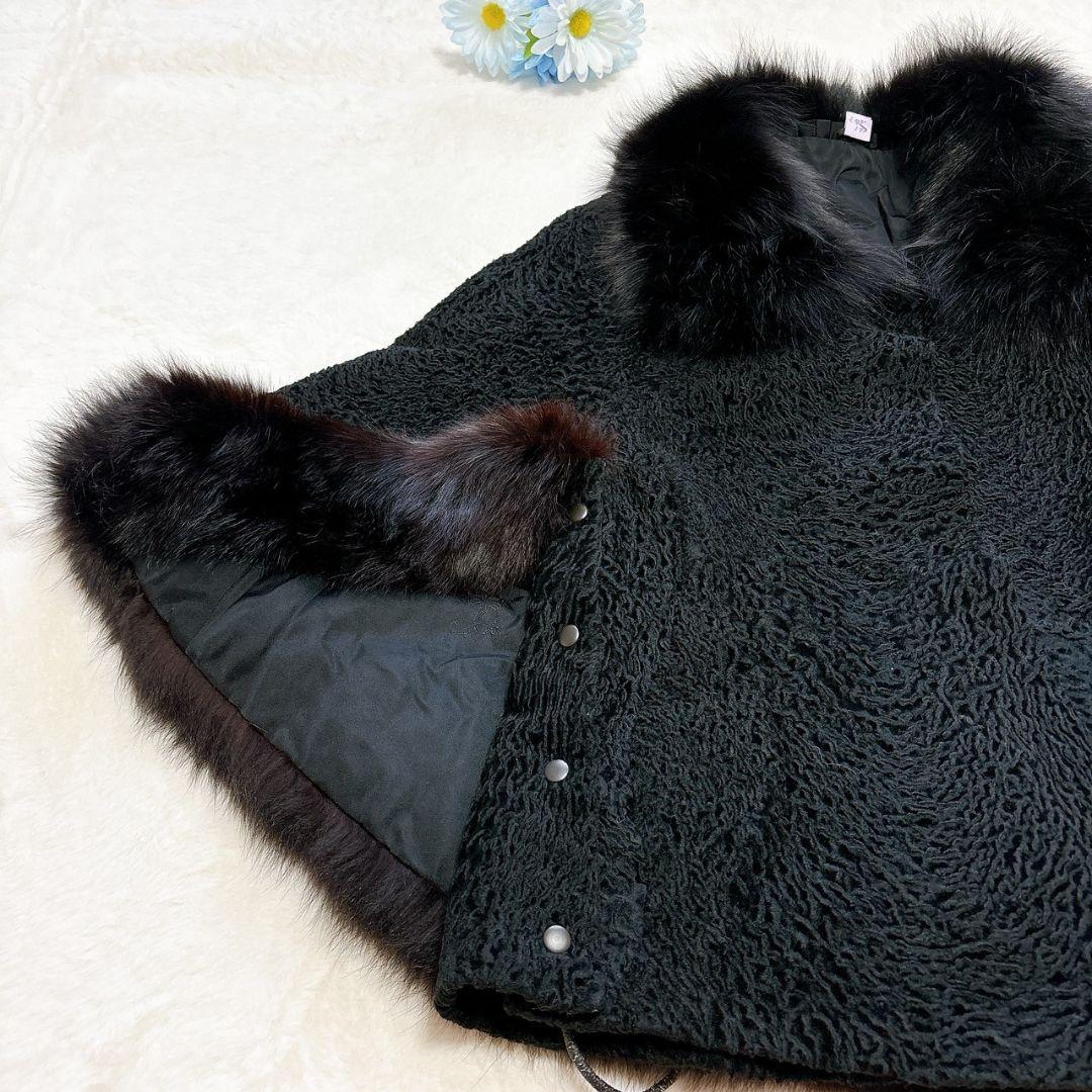 カラクルラム フォックスファー 毛皮 ポンチョ ケープ マント アストラ