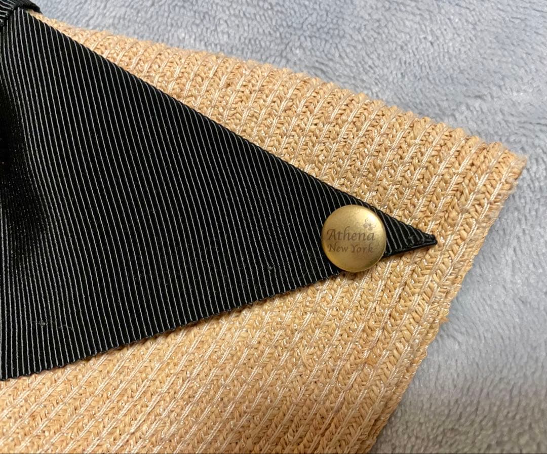 Athena New York 麦わら帽子 ベージュと黒 - メルカリ