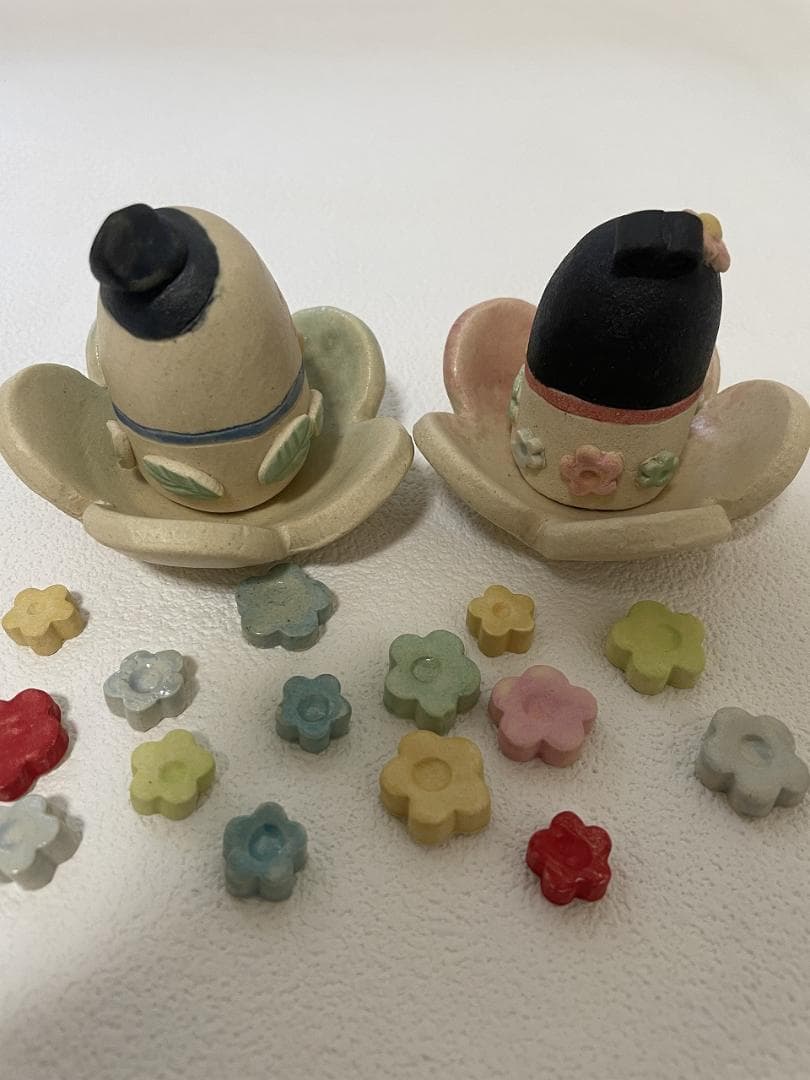 岡崎順子さん 雛人形 陶器 お雛様 おはじき付 - メルカリ