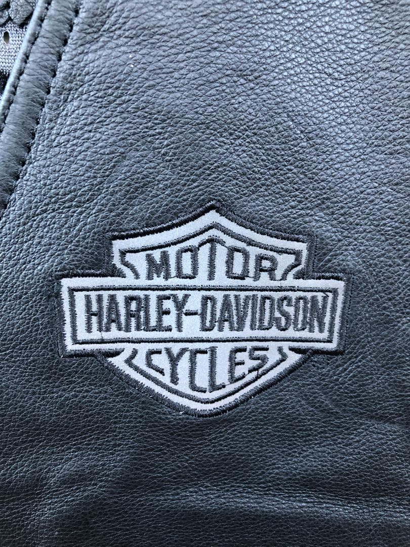 在庫処分] 新品 Harley-Davidson 本革ベスト ブラック/L バイクウェア