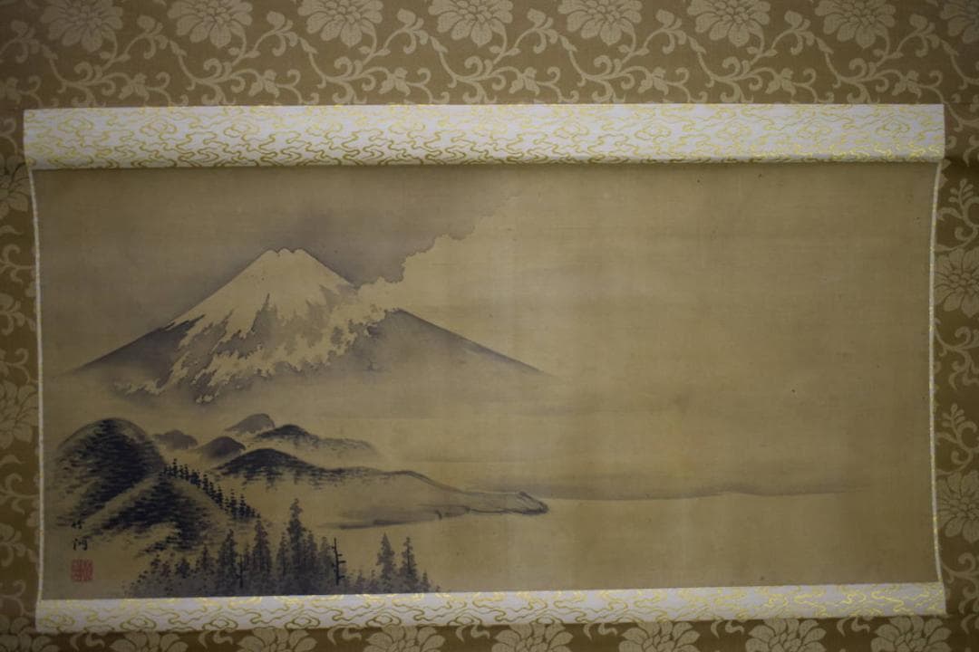 真作/中林竹洞/富士山水図/横物/大幅/布袋屋掛軸HJ-844 - メルカリ