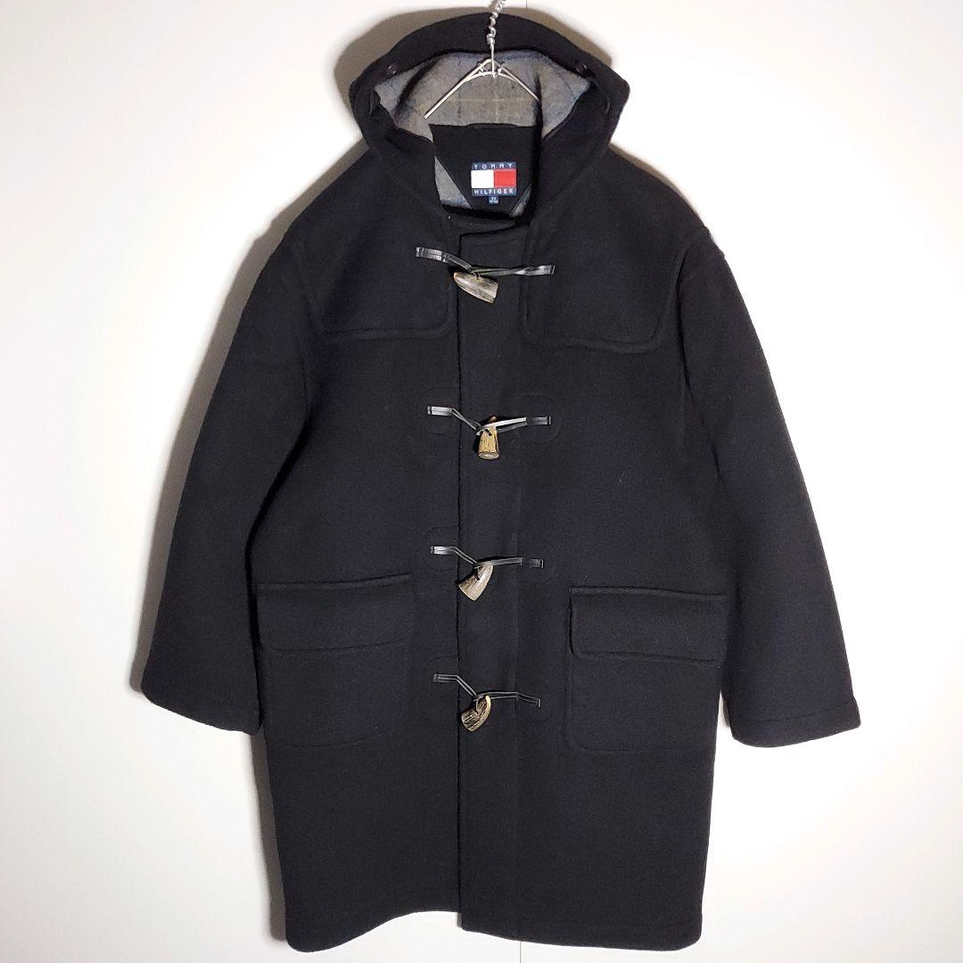 イギリス製90sトミーヒルフィガーウールロングダッフルコートXS黒