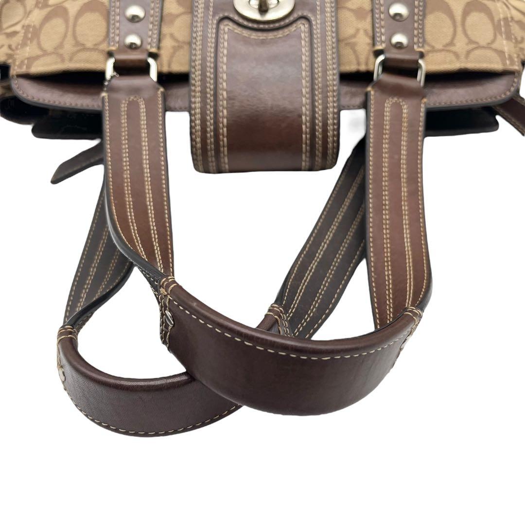 美品 シグネチャー ハンドバッグ レザー ブラウン 13975 コーチ 83