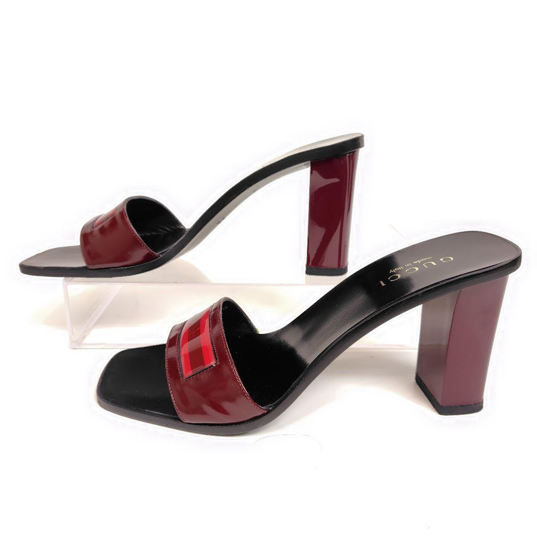 ☆美品☆GUCCI グッチ ヒールサンダル 25cm ミュール 8B チャンキー