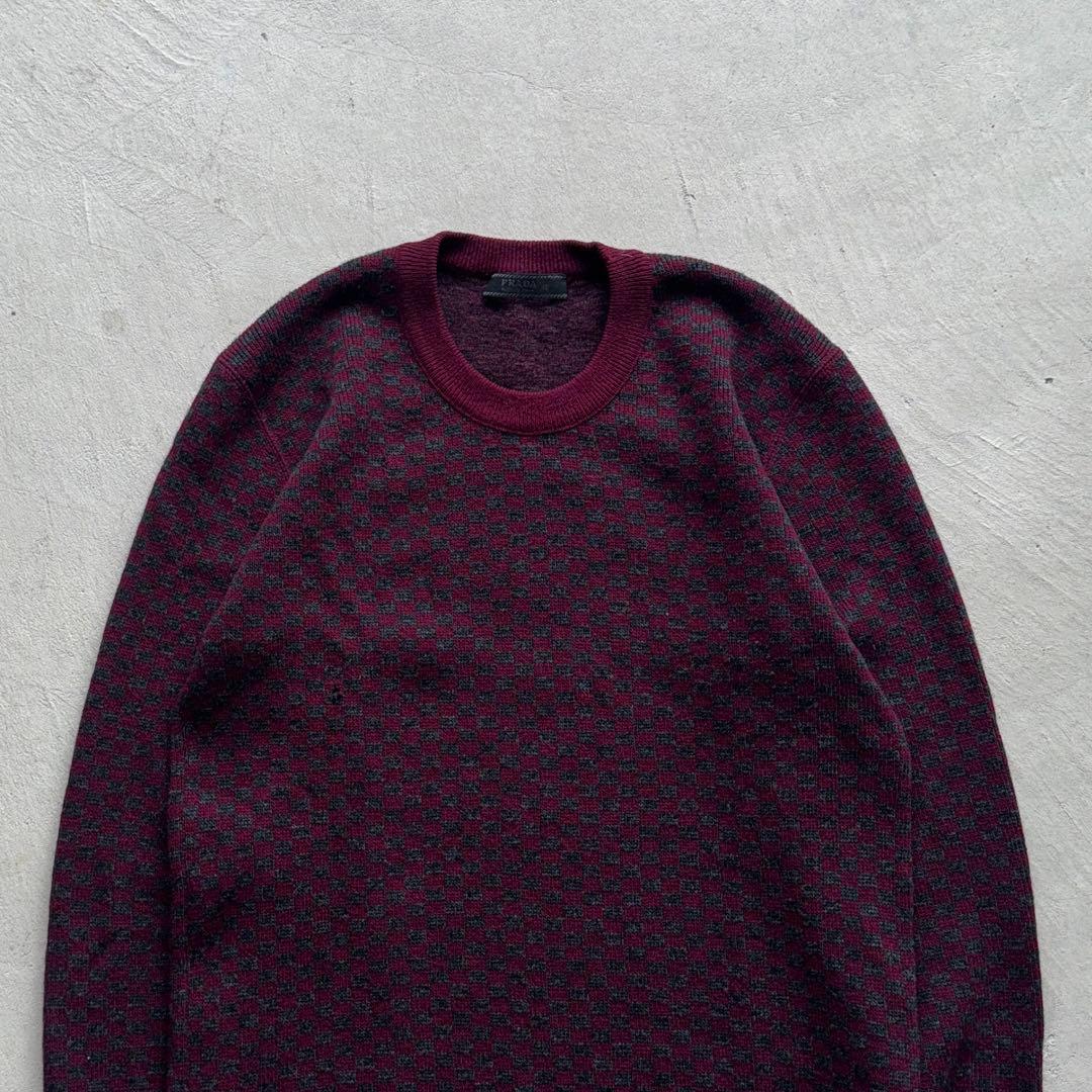 prada check kashmir knit カシミア ニット ボルドー - メルカリ