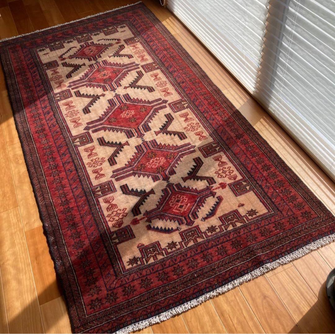 お洒落なヴィンテージラグ★トライバルラグ　バルーチ お洒落なヴィンテージラグ☆トライバルラグ バルーチ ヴィンテージラグ