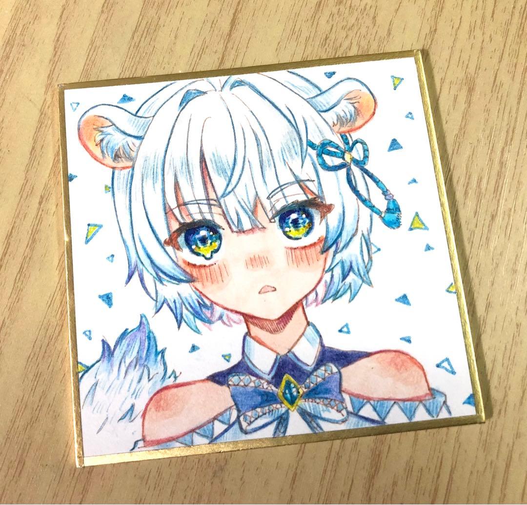 オリジナルイラスト 手描きイラスト 色紙 イラスト ケモ耳 - メルカリ
