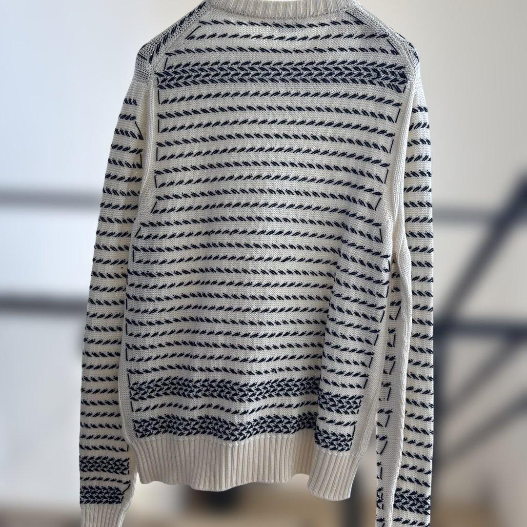 Dior ストライプ クルーネックセーター 白 XS