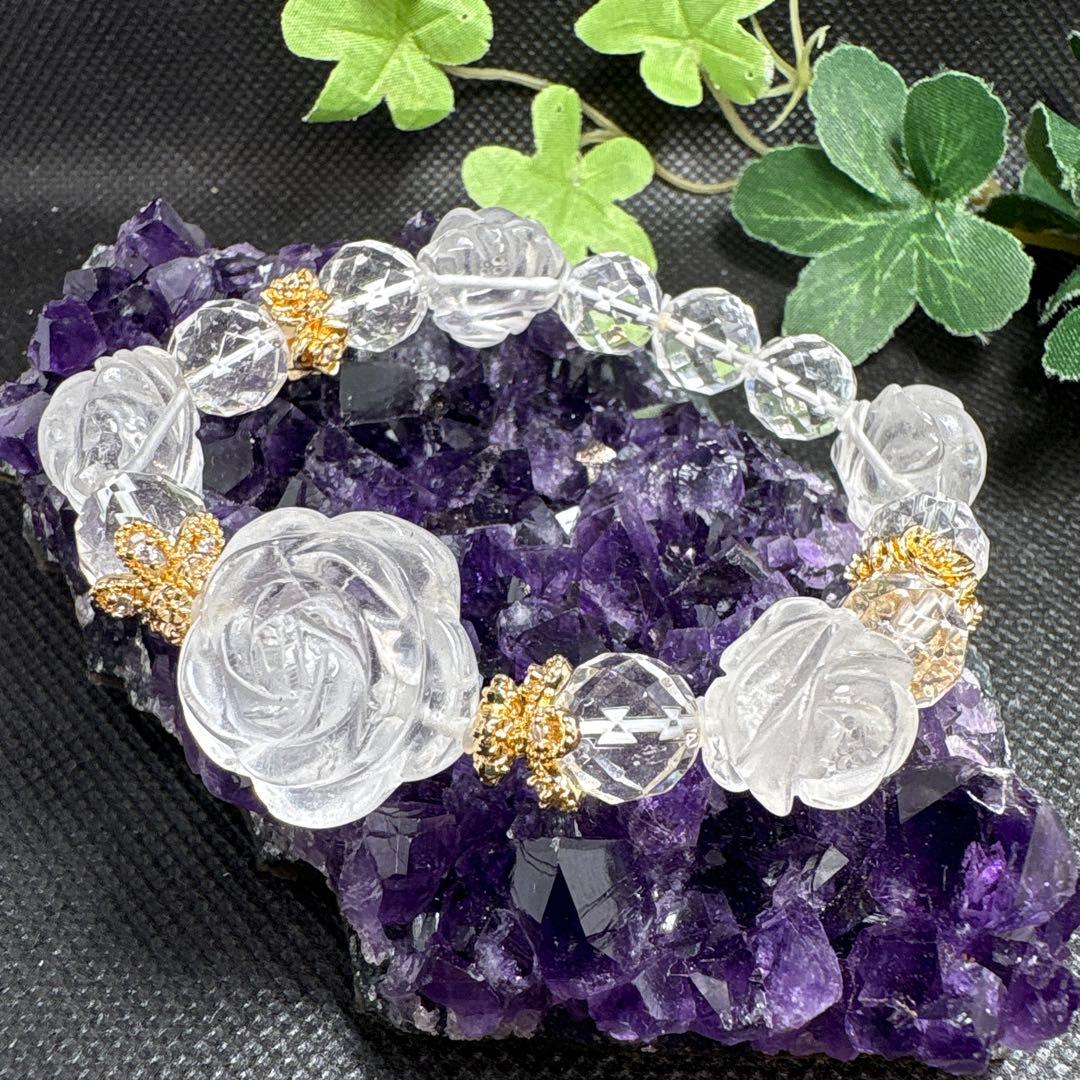 野村早代様お取り置き9/4 水晶 薔薇 ブレスレット